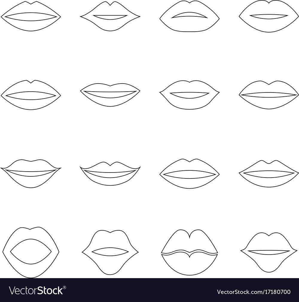 Set of contours lips Royalty Free Vector Image