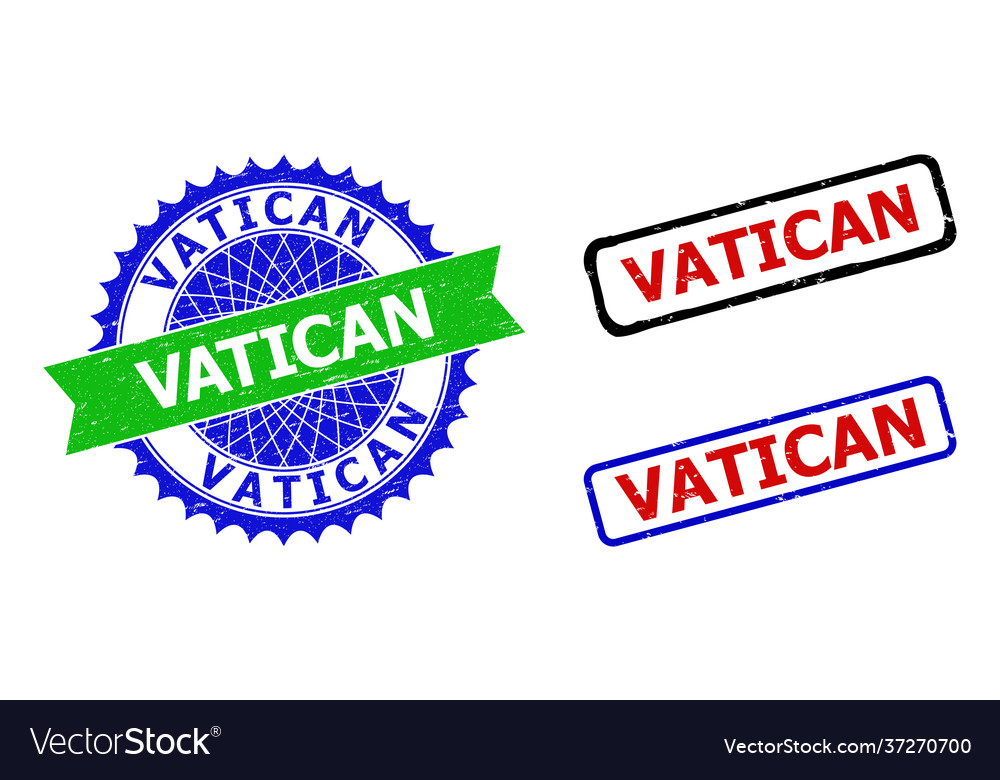 Vatican Rosette And Rectangle Bicolor Stamp Seals Vector Image