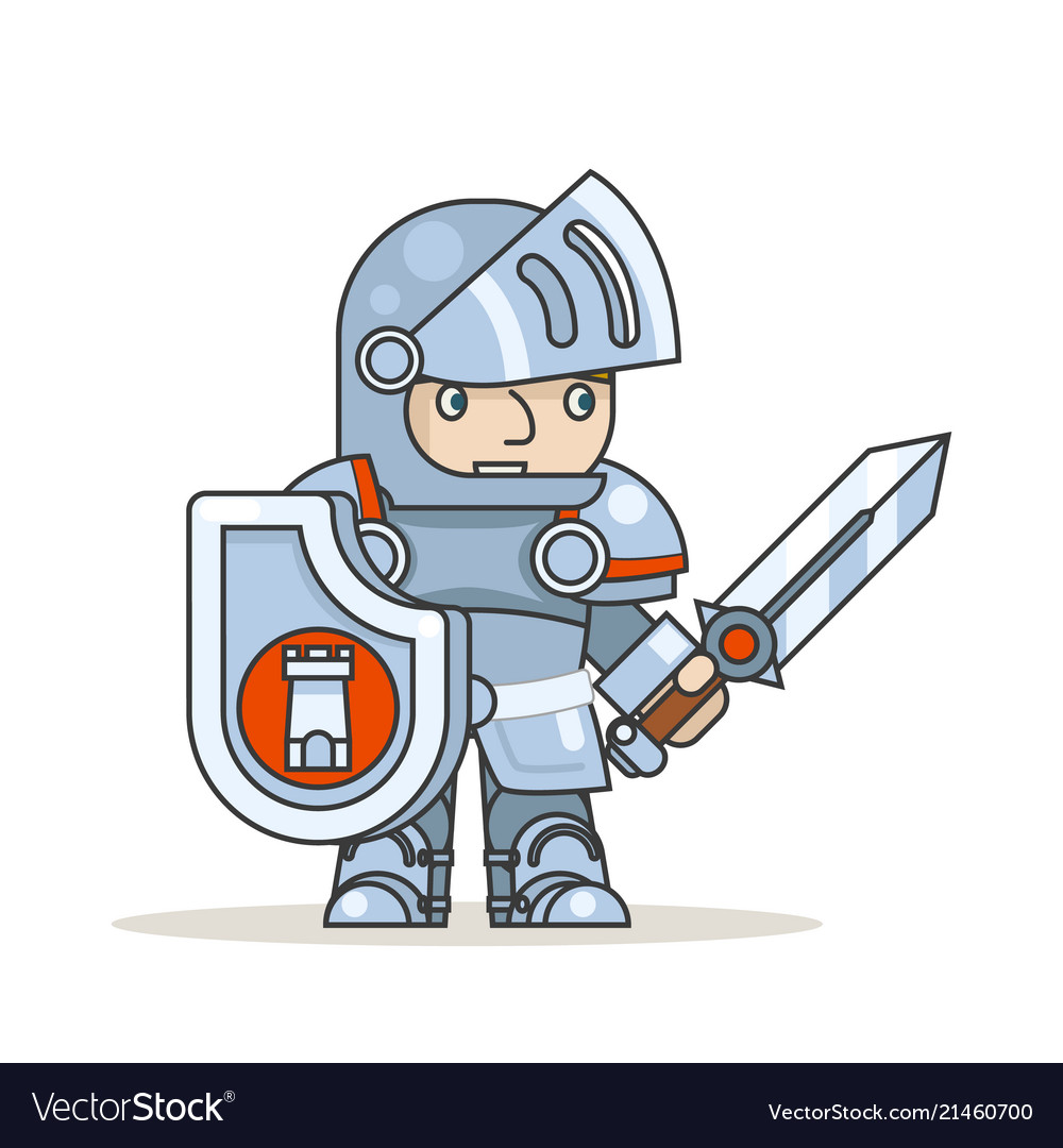 Warrior knight shield sword fantasy medieval Vector Image