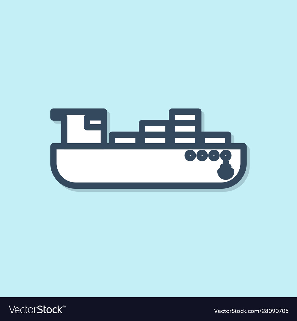Blue line cargo ship with boxes delivery service Vector Image