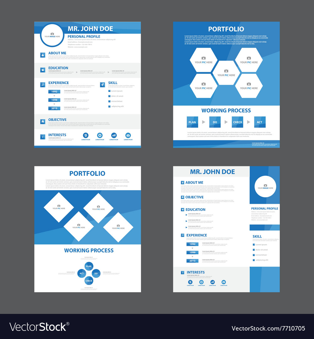 blue smart creative resume business profile cv vector image