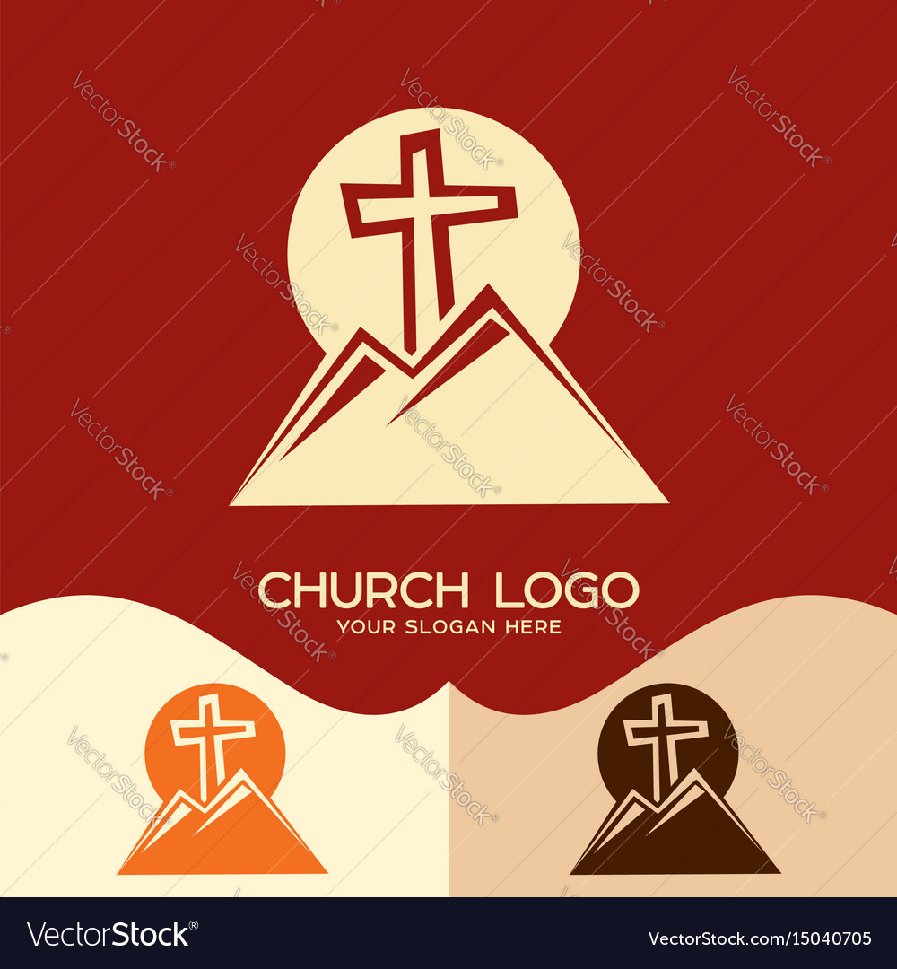 Cross of jesus and mountains Royalty Free Vector Image