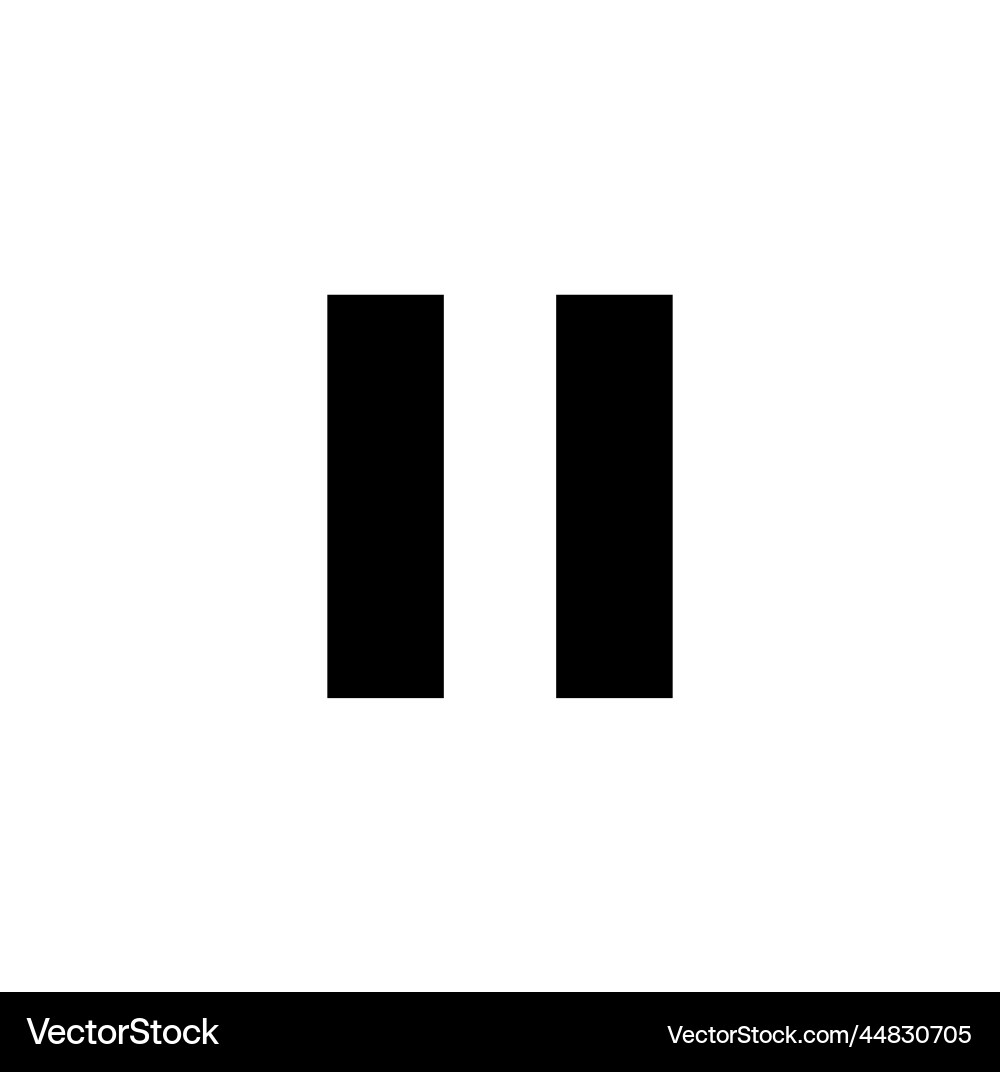 Pause button icon black and white video music Vector Image