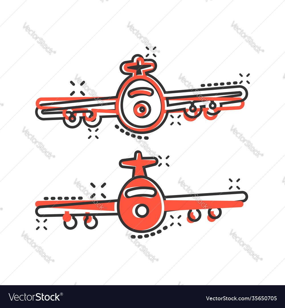 Plane icon in comic style airplane cartoon Vector Image Plane icon in comic style airplane cartoon Vector Image