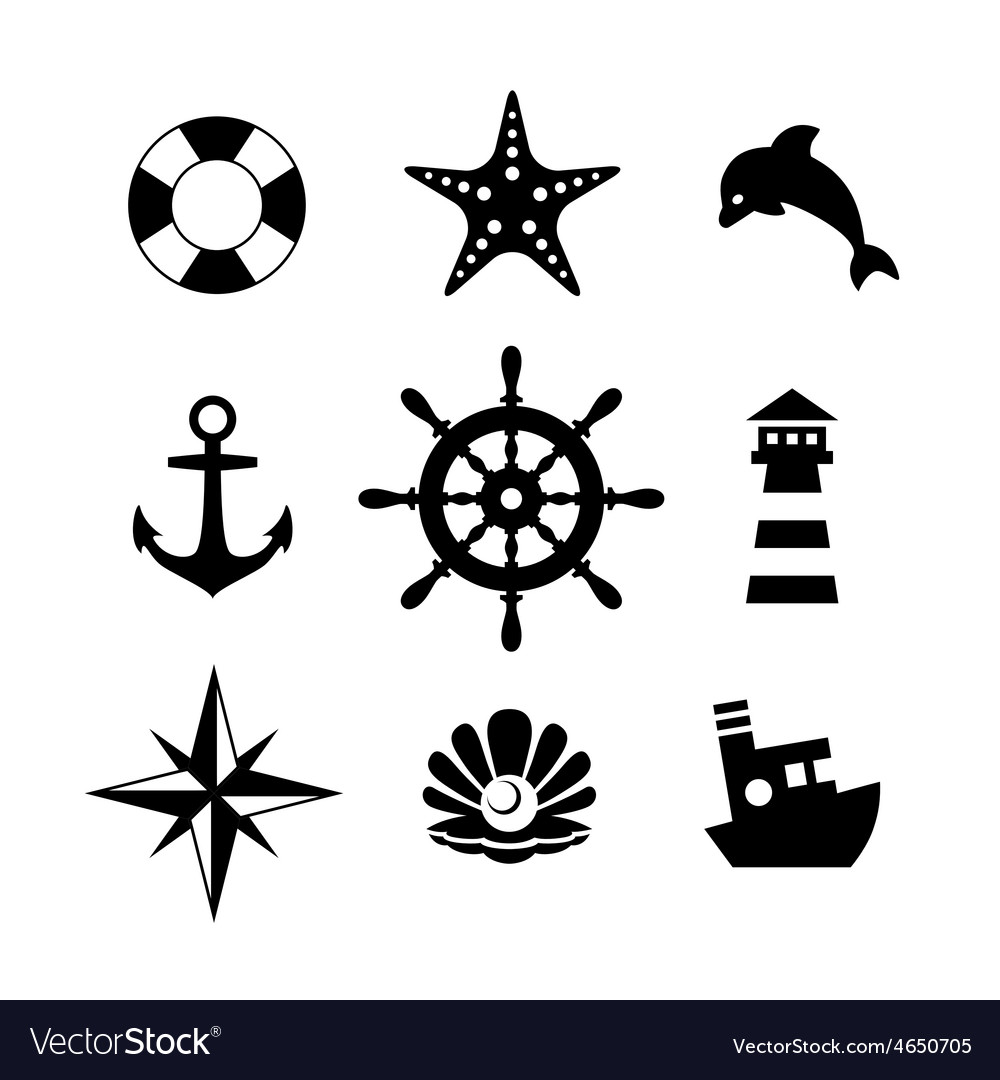 Sea icon collection isolated on white background Vector Image