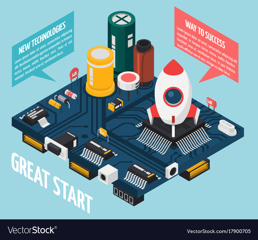 Semiconductor electronic components concept Vector Image