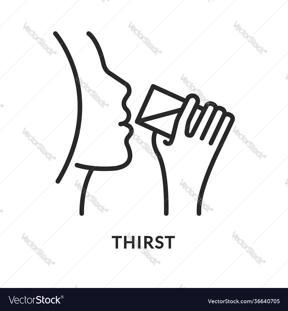 Thirst flat line icon Royalty Free Vector Image