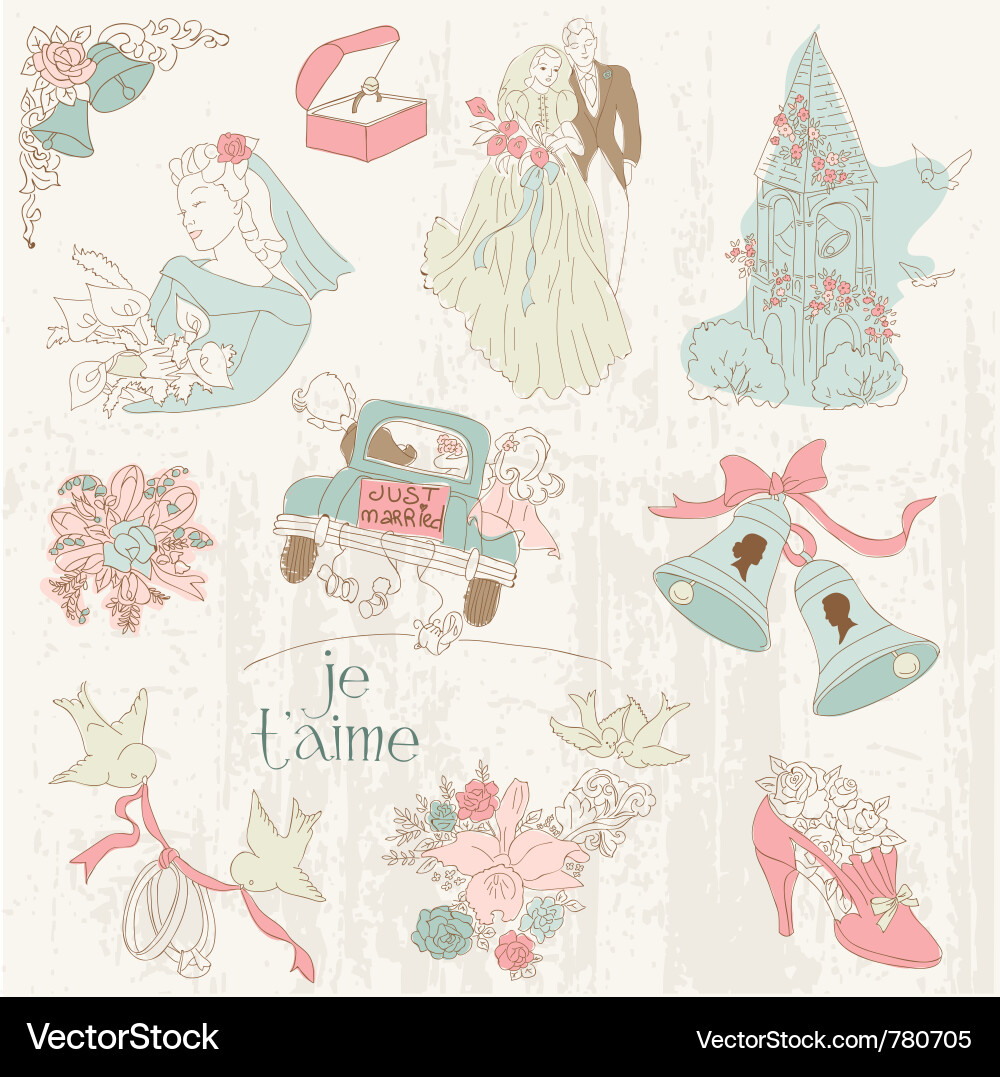 Vintage wedding design elements Royalty Free Vector Image