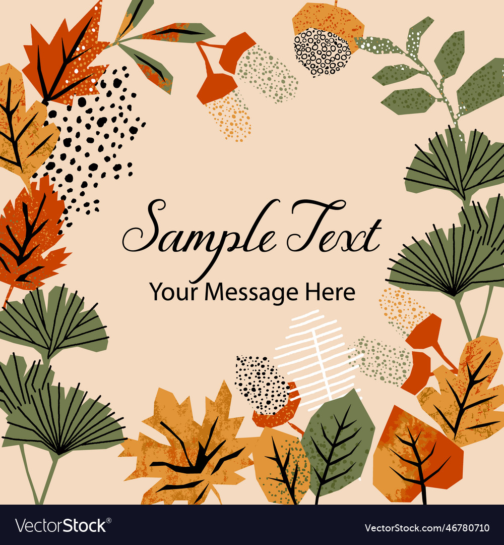 Abstract autumn leaves frame background Royalty Free Vector