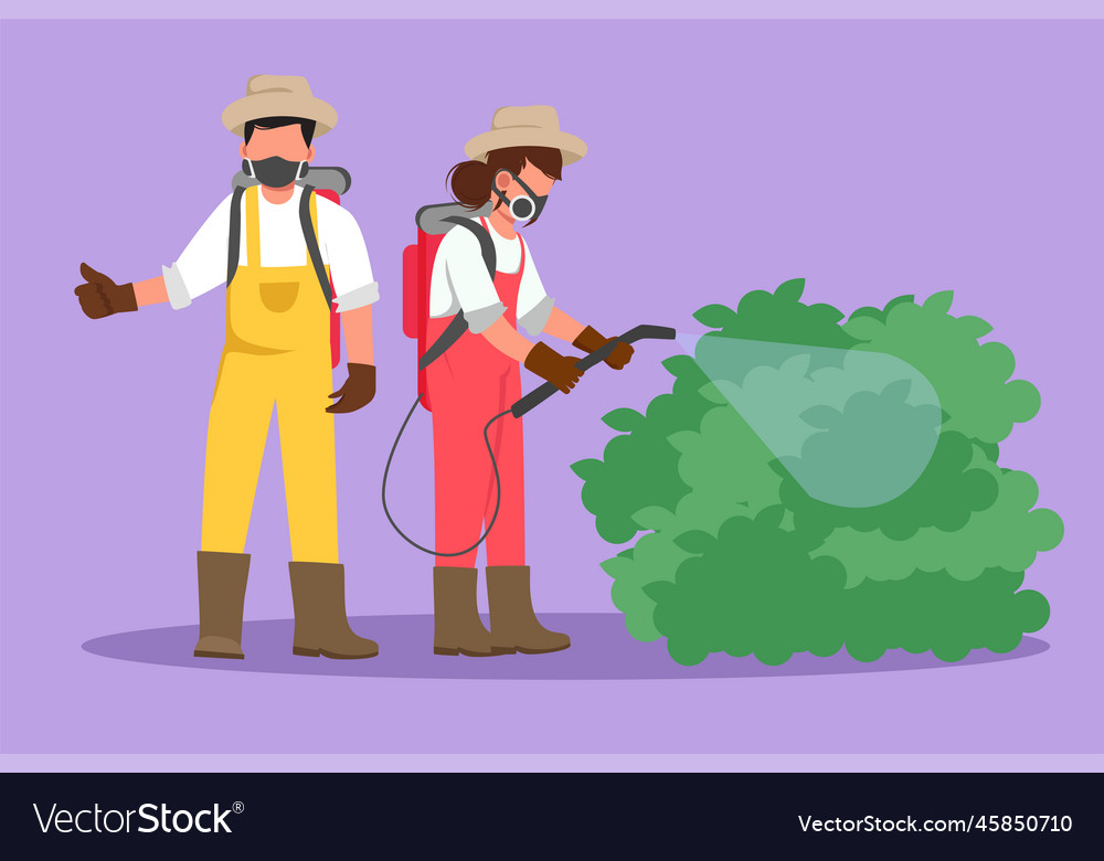 Character flat drawing happy couple of farmers Vector Image