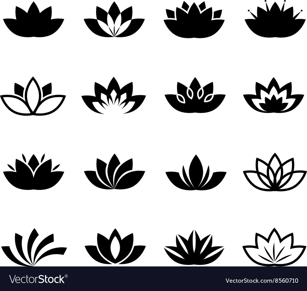 Lotus flower icons set Royalty Free Vector Image