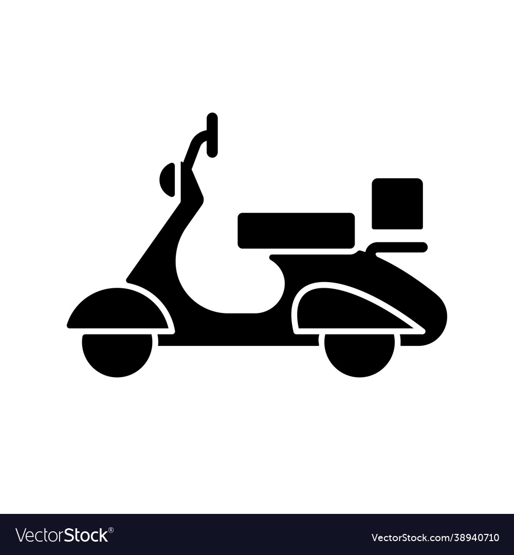 Vintage moped black glyph icon Royalty Free Vector Image