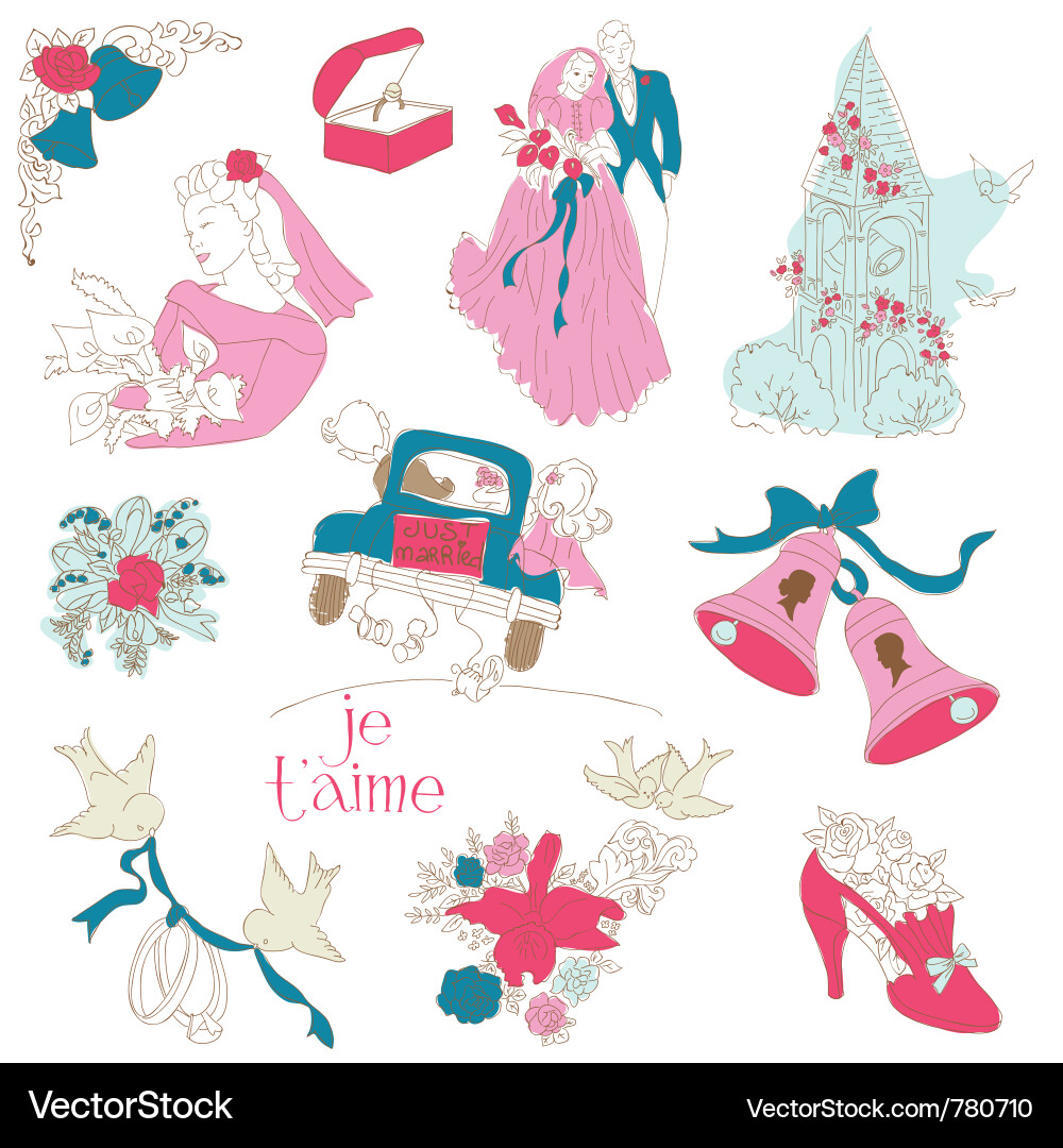 Vintage wedding design elements Royalty Free Vector Image