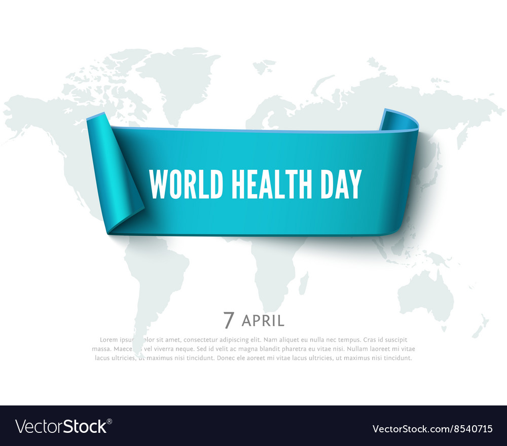 Health Day Concept With Green Paper Ribbon Banner Vector Image