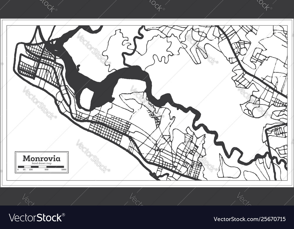 Street Map Of Monrovia Liberia Monrovia Liberia Map In Black And White Color Vector Image