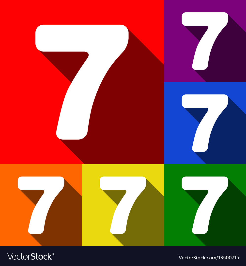 Number 7 sign design template element set Vector Image