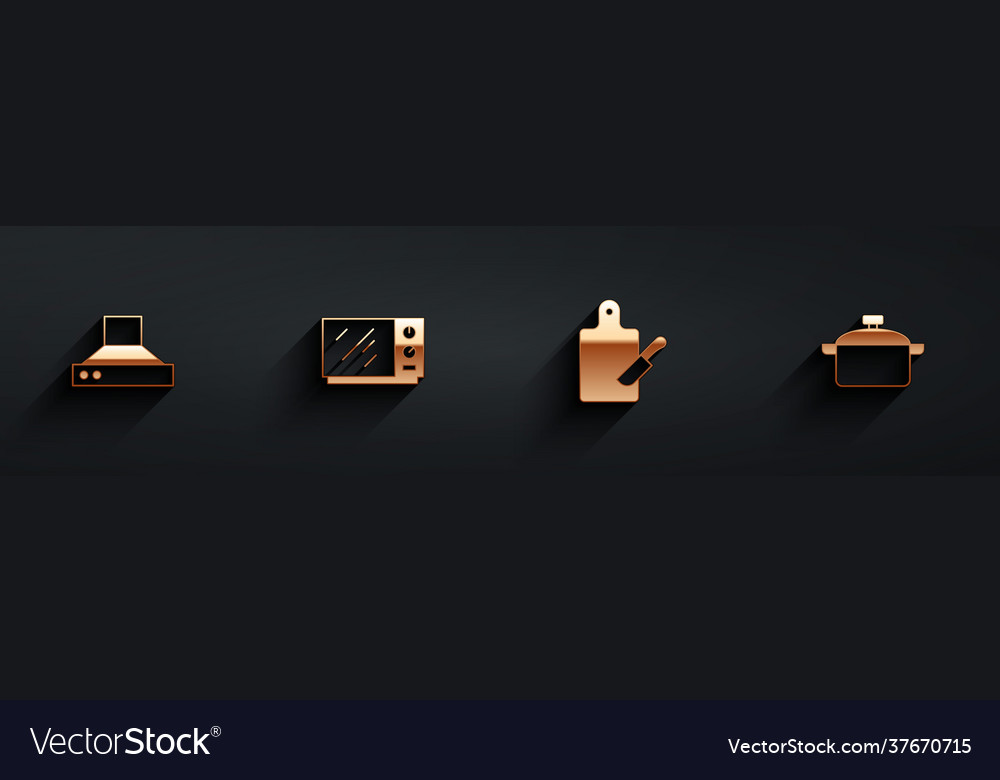 Set kitchen extractor fan microwave oven cutting Vector Image