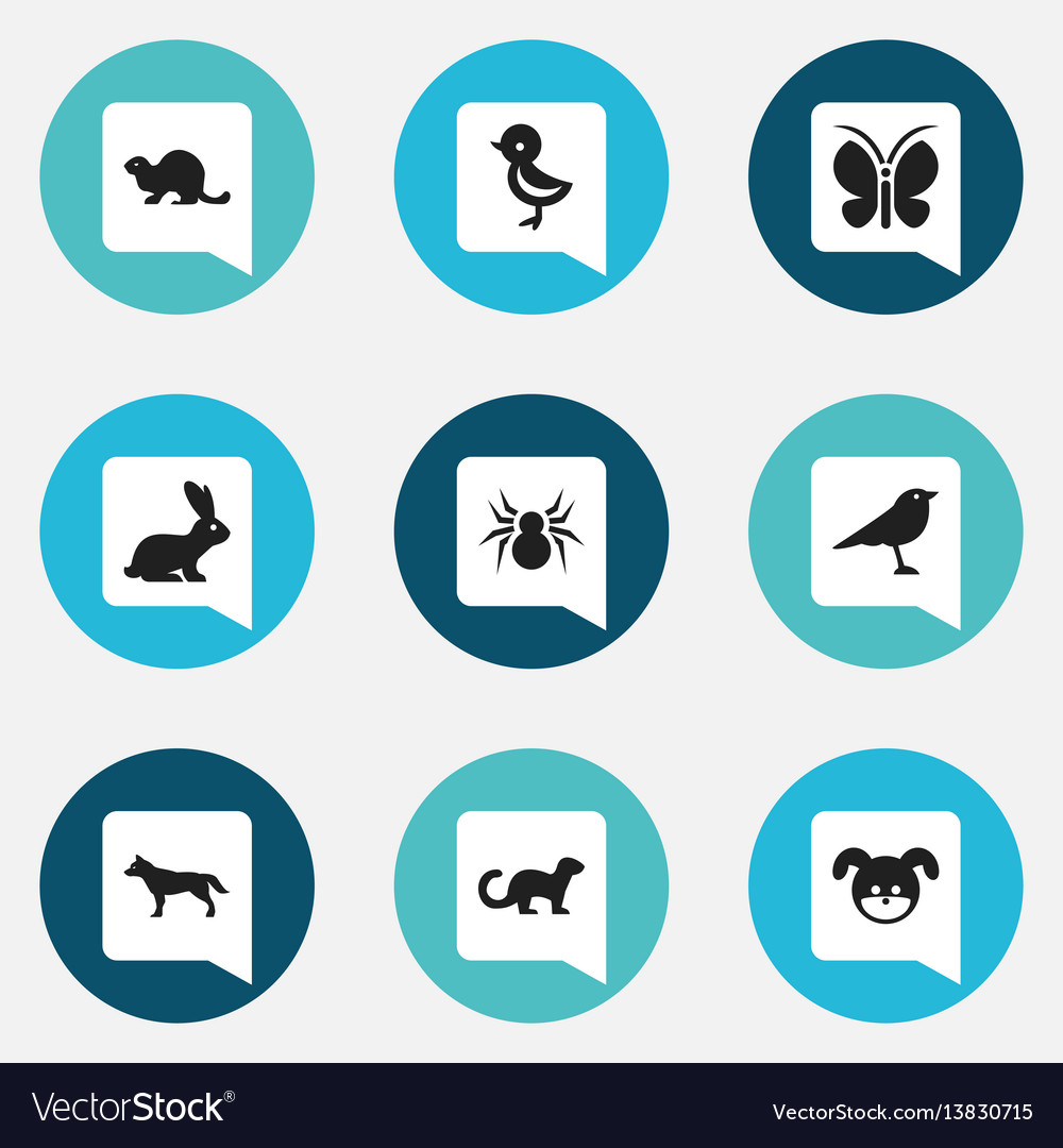 Set of 9 editable animal icons includes symbols Vector Image