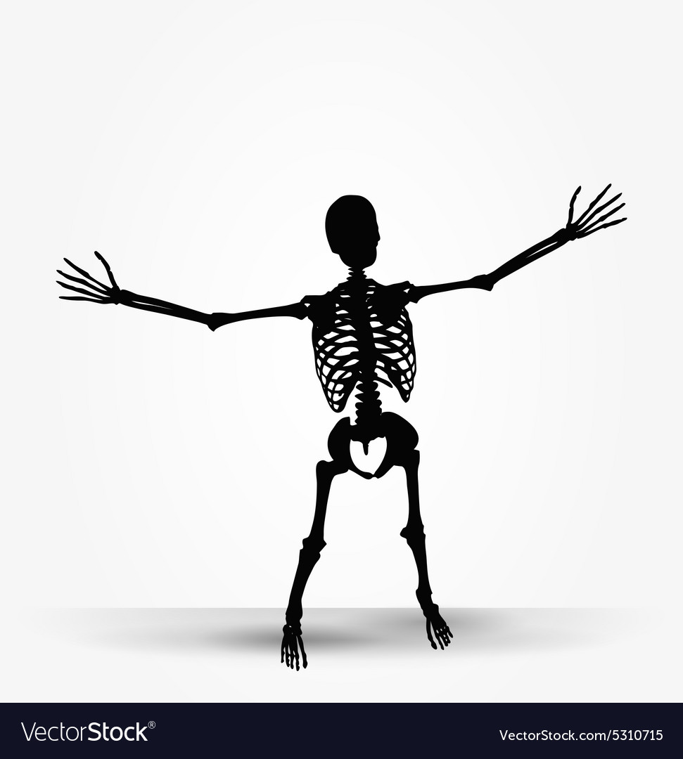 Skeleton silhouette in power pose Royalty Free Vector Image