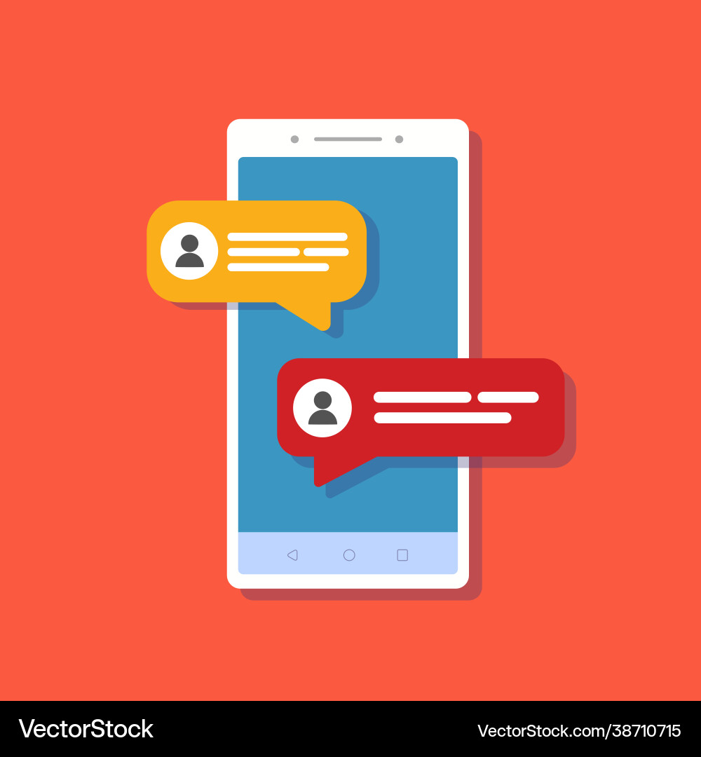 Social network chat on smartphone red Royalty Free Vector