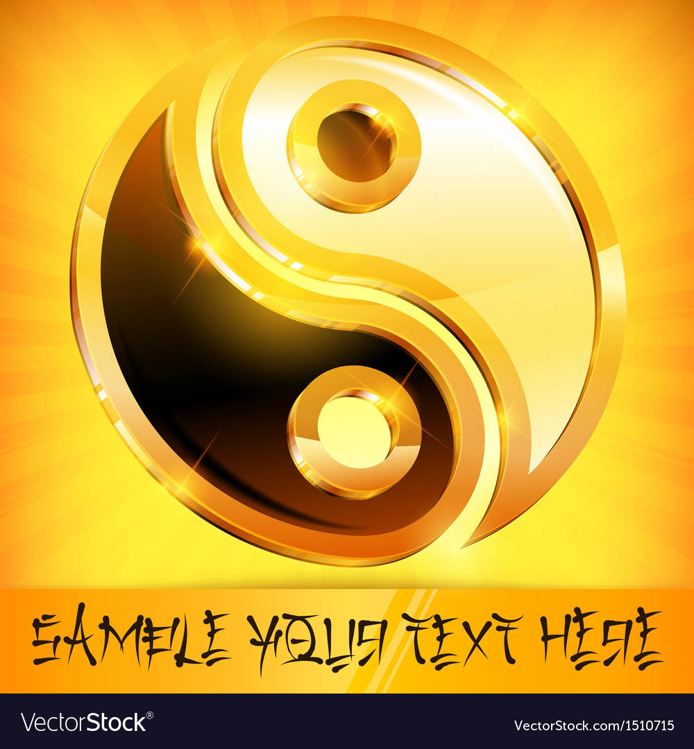 Yin yang gold symbol Royalty Free Vector Image