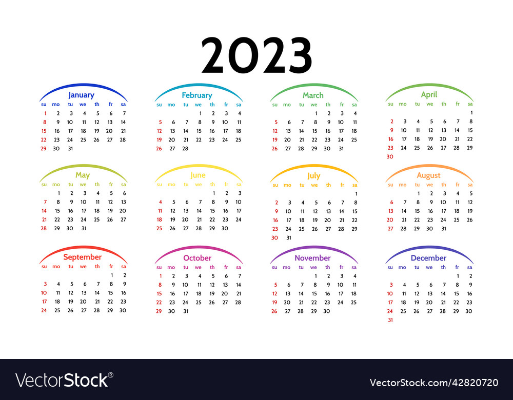 Calendar for 2023 isolated on a white background Vector Image