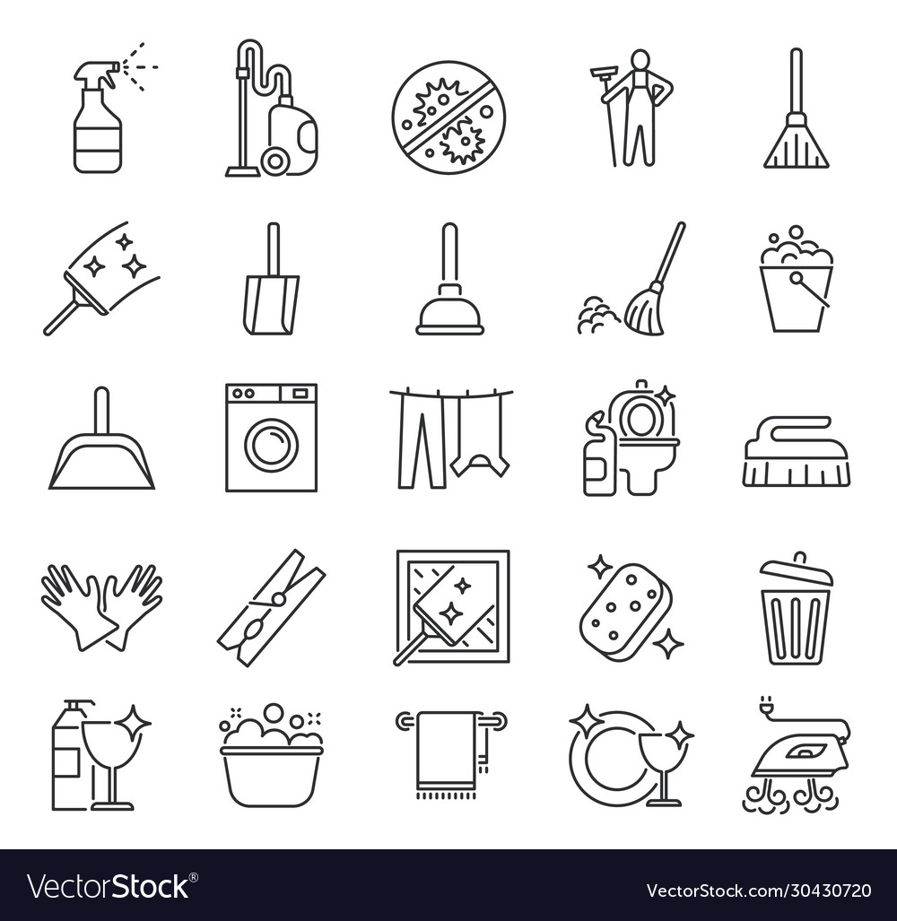Cleaning Service Outline Clean Symbols Royalty Free Vector