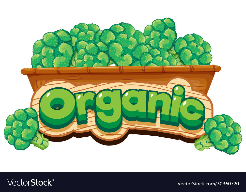 Font design for word organic with brocolli in Vector Image