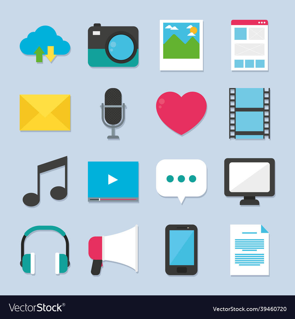 Multimedia content icon set Royalty Free Vector Image