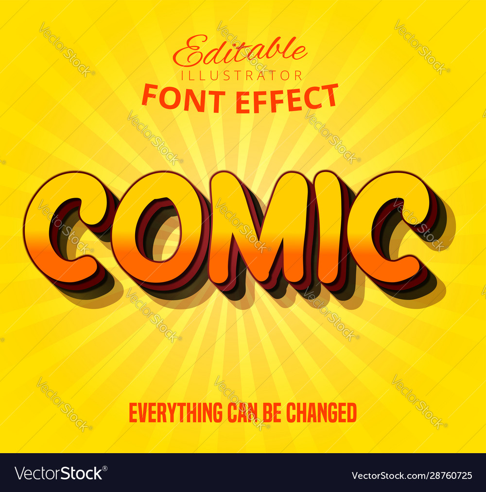 Comic text editable font effect Royalty Free Vector Image