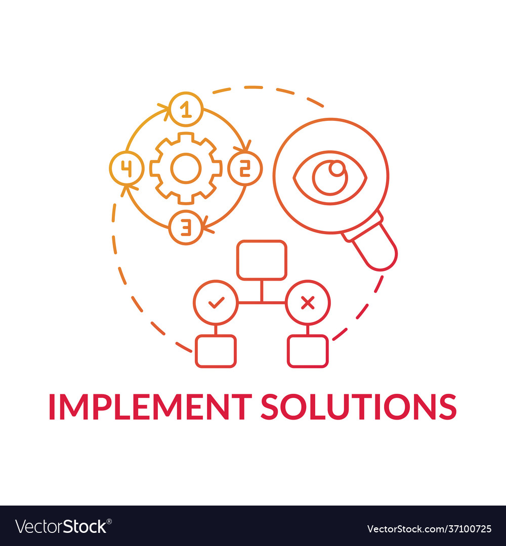 Implement solutions red gradient concept icon