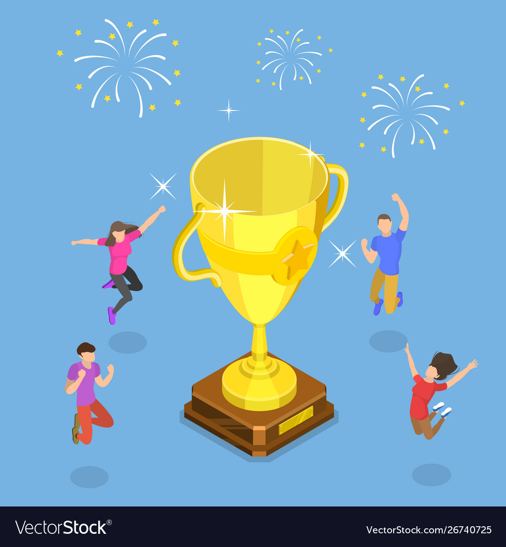 Isometric Flat Concept Team Achievement Royalty Free Vector