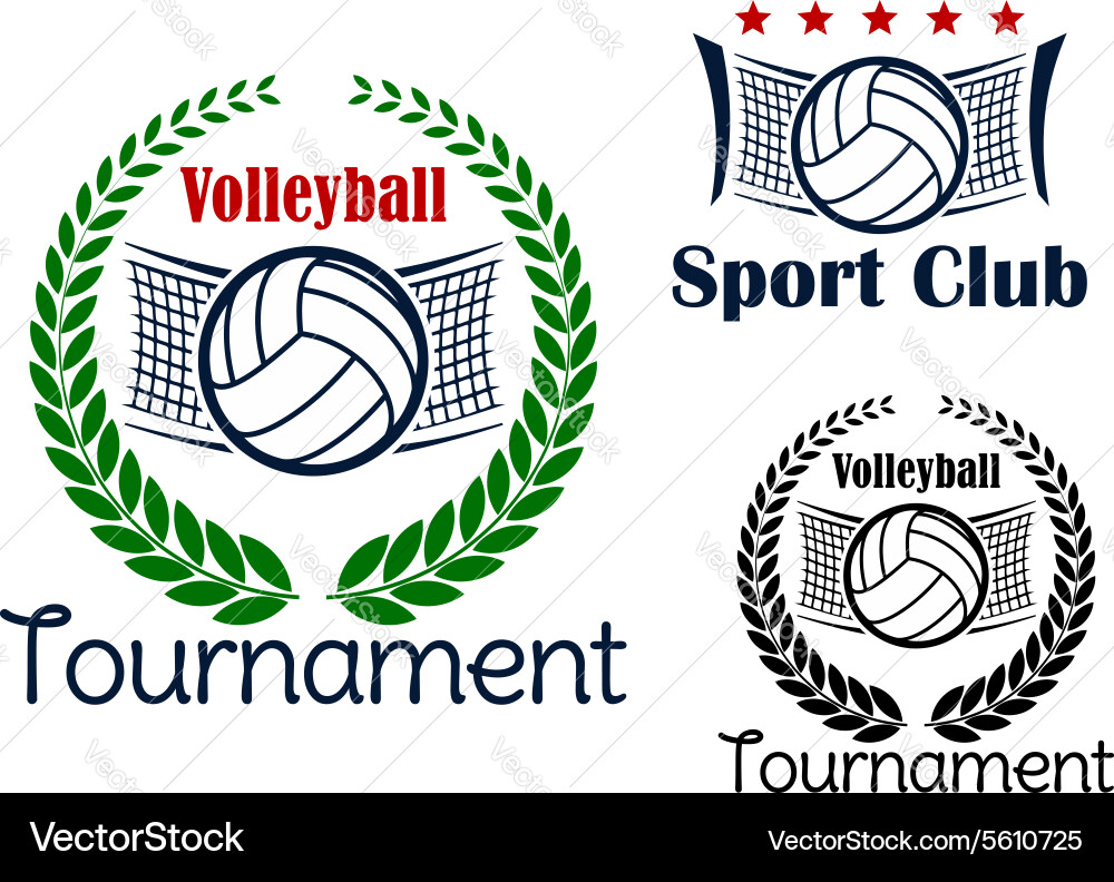 Volleyball game sport heraldic emblems Royalty Free Vector