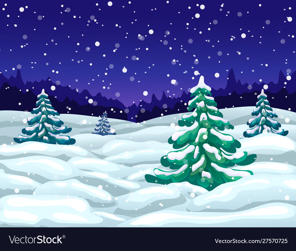 Winter wonderland night landscape Royalty Free Vector Image