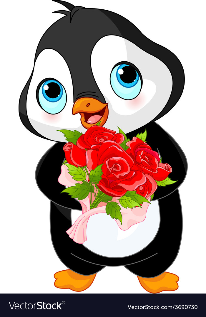 Cute valentine day penguin Royalty Free Vector Image