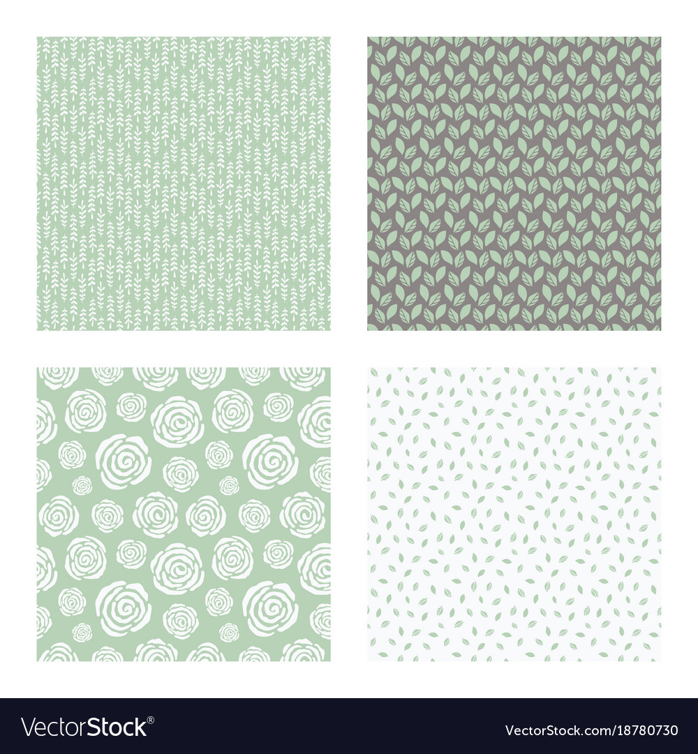 Seamless patterns with flowers and leaves Vector Image