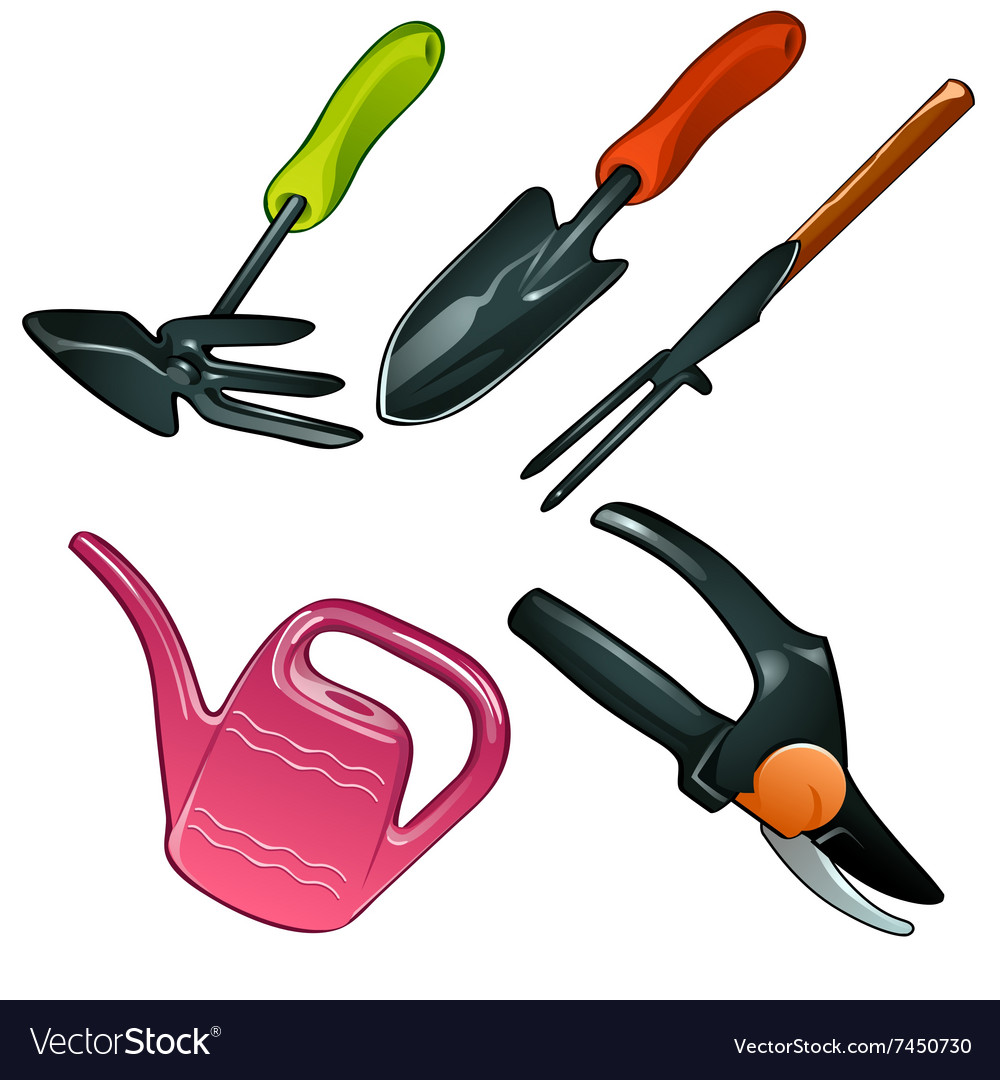 Set garden tools for skilled gardener 5 icons Vector Image