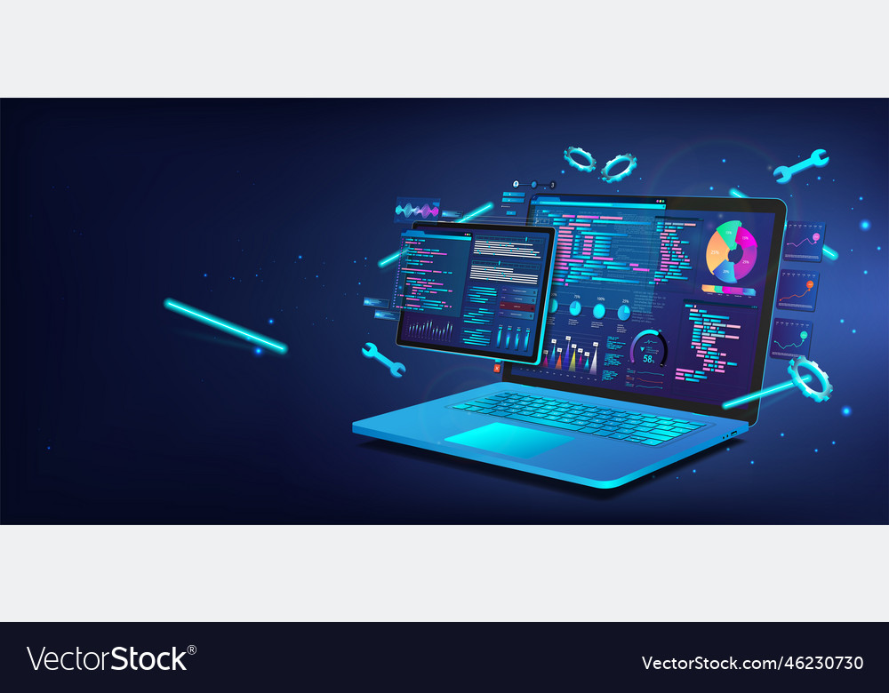 Software with ui design and development Royalty Free Vector