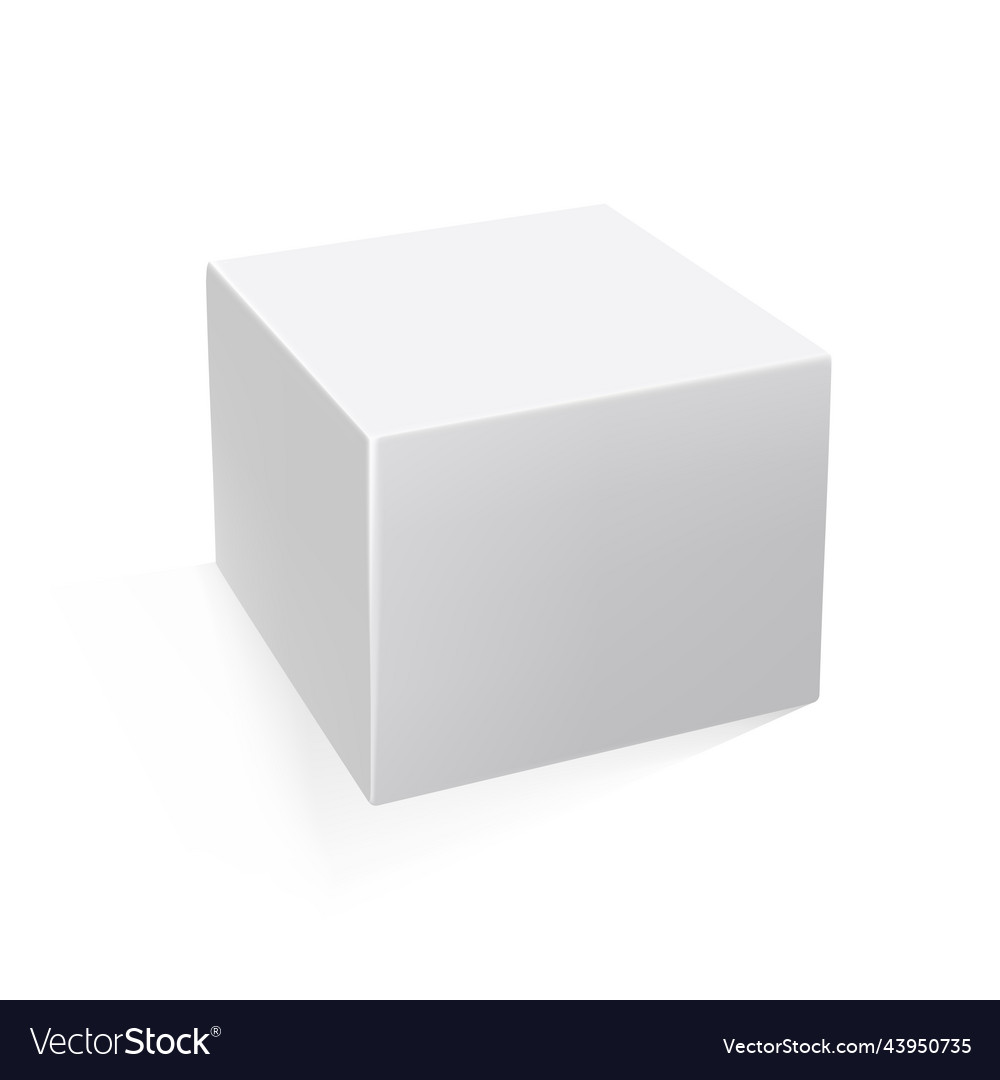 3d white cube isolated on white baground Vector Image