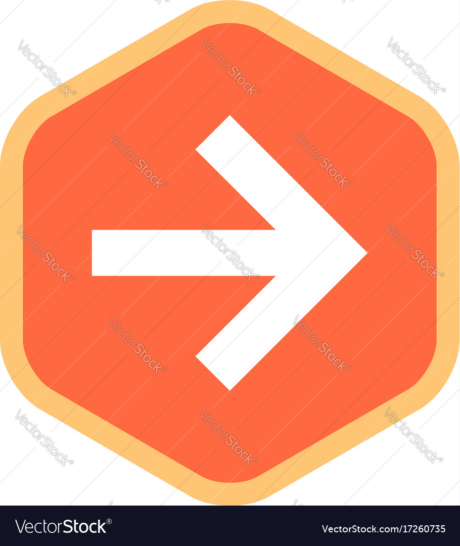 Arrow sign flat hexagon icon Royalty Free Vector Image