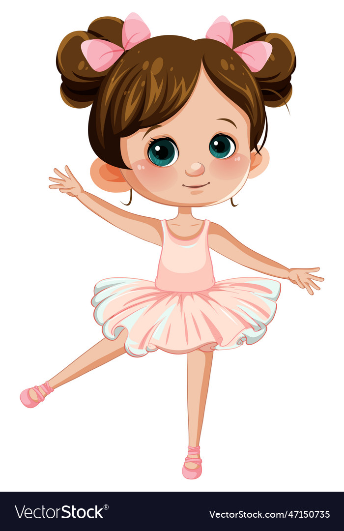 Cute Ballet Dancer Cartoon Character Royalty Free Vector