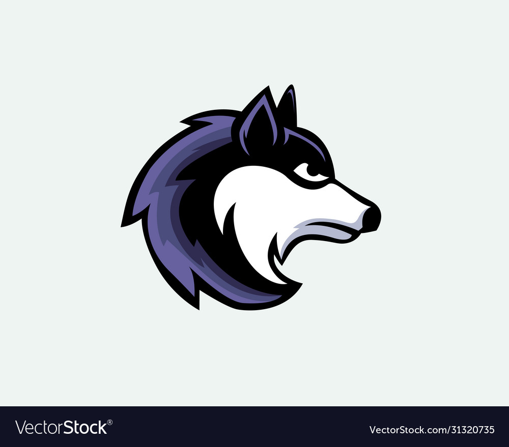 Elegant head wolf e-sport style logo design Vector Image