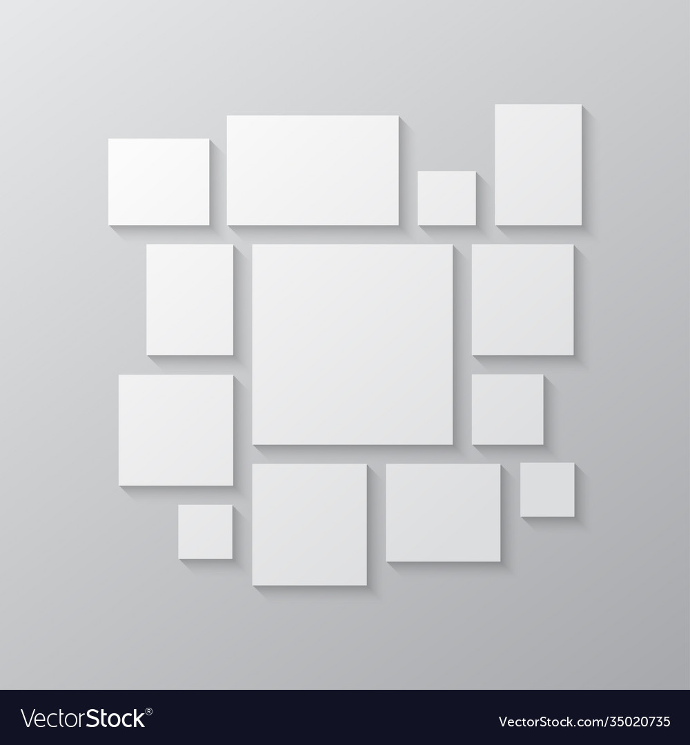 Empty Collage Board Thirteen Images Photo Vector Image