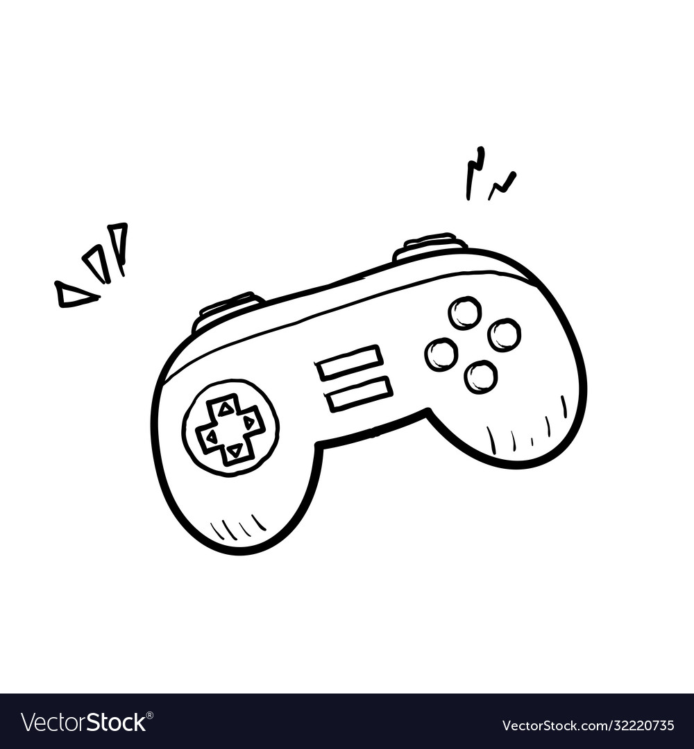 Consola de jogo com joystick desenhado à mão esboço doodle ícone . imagem  vetorial de VisualGeneration© 246400284