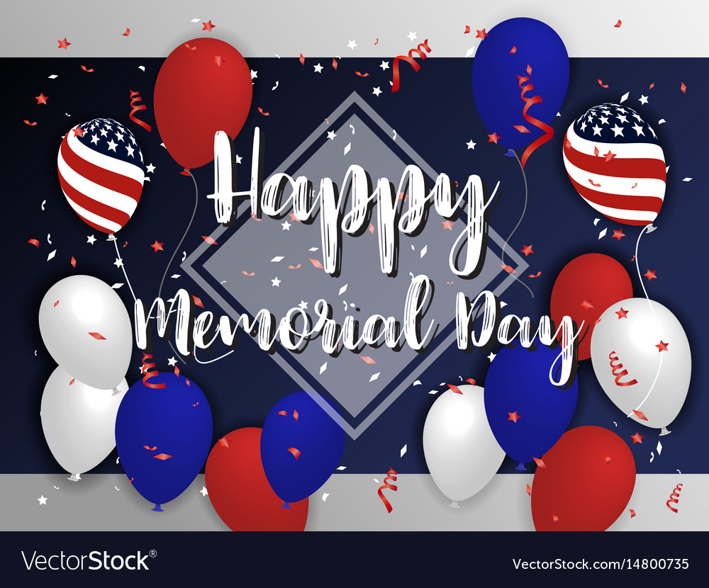 Happy memorial day background design with balloon Vector Image