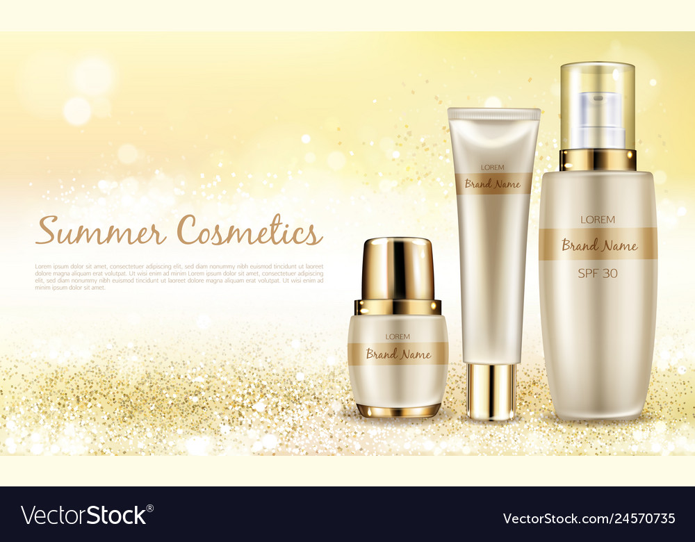 Promo banner for summer spf cosmetics Royalty Free Vector