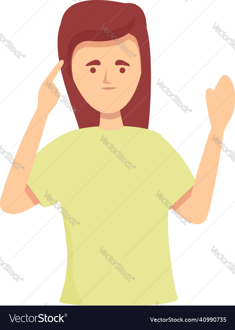 Secret deaf woman icon cartoon mute Royalty Free Vector