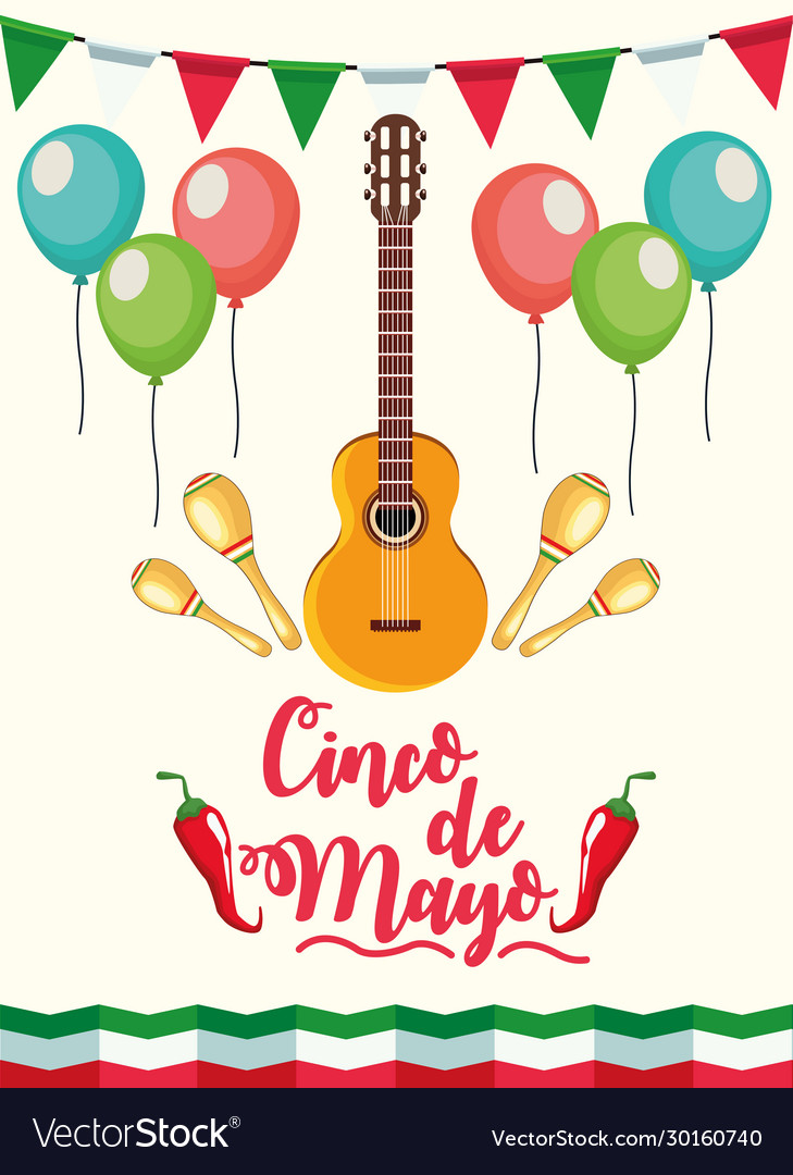 Cinco de mayo party celebration with guitar Vector Image