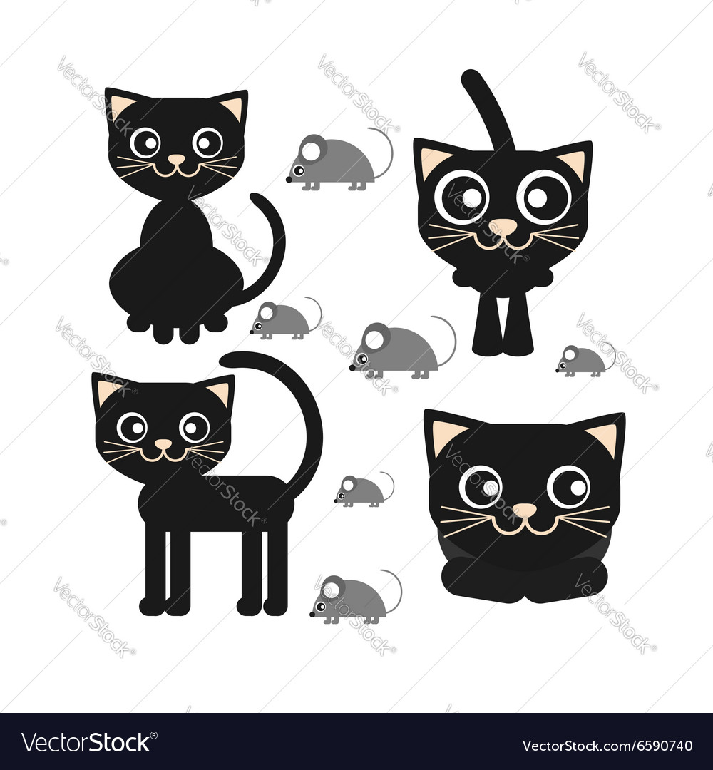 Black cat icon flat Royalty Free Vector Image - VectorStock