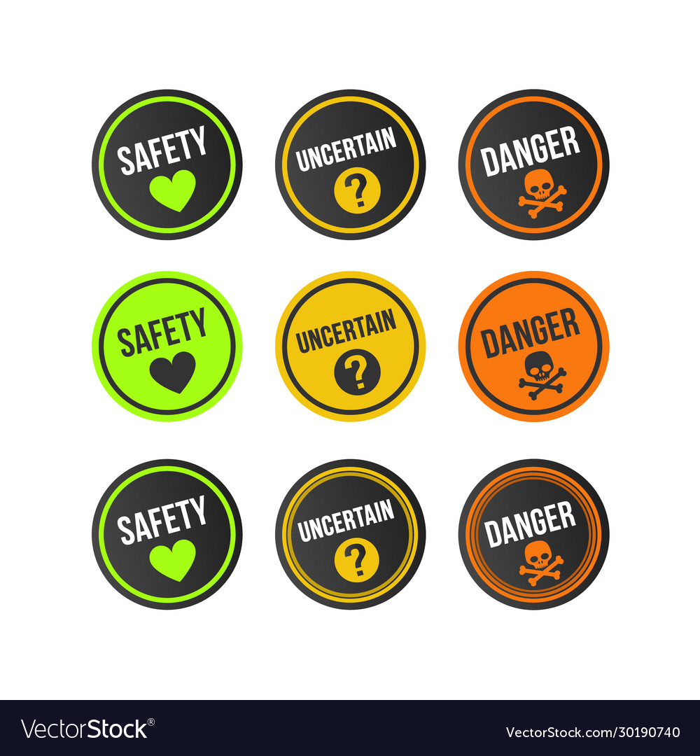 Set labels gradation levels danger Royalty Free Vector Image
